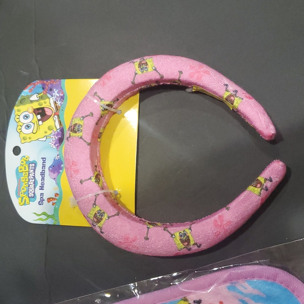 Spongebob squarepants pink and blue 2piece headband and towel spa set brand new‎ - Picture 5 of 7